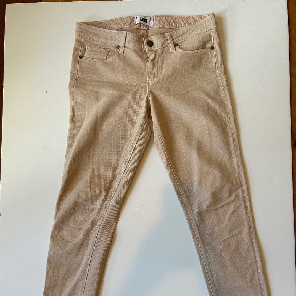Paige skyline ankle peg leg jeans pants pale  pink size 28